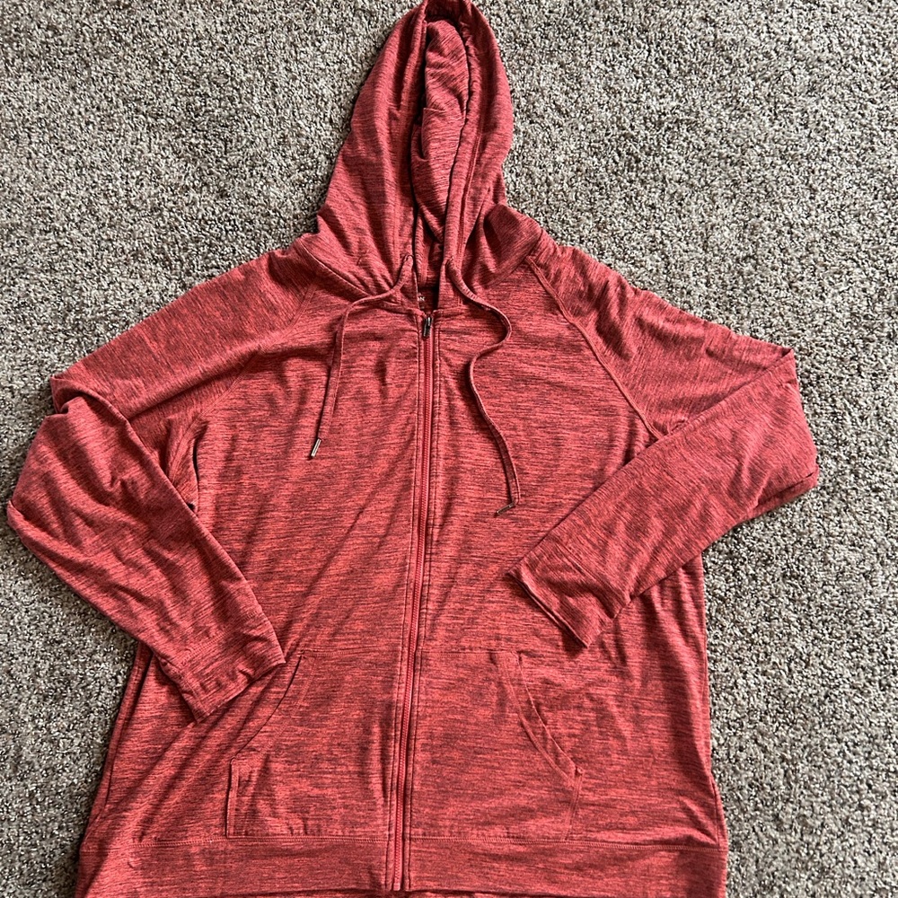 Maurices Heathered Brick Red Zip Hoodie inMotion Size XXL
